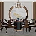 New Chinese Dining Table and Chair Combination Dining Table and Chair 3d model