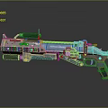 Futuristic Sci Fi Gun Design With Metallic Body Blue Scope And Detailed Components