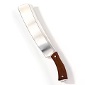 Sharp Silver Blade Weapon Featuring Brown Wooden Handle And Metal Rivets
