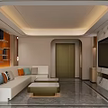 Modern KTV Lounge Interior Design With Comfortable Sofa TV Shelves And Marble Walls