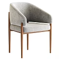 Modern Luxury Chair With Beige Fabric Upholstery And Wooden Legs Design