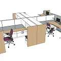 Modern Public Office Space Layout With Cubicles Desks Computers And Ergonomic Chairs 3d model
