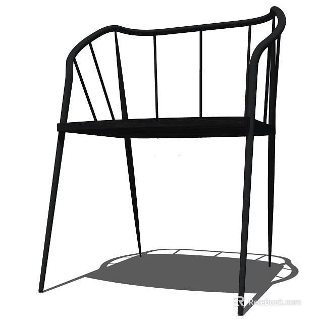 Modern Minimalist Armchair With Curved Arms And Slender Black Metal Legs 3d model 