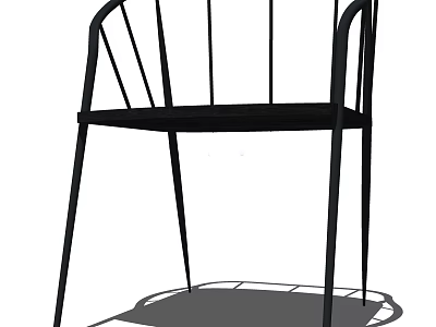Modern Minimalist Armchair With Curved Arms And Slender Black Metal Legs 3d model