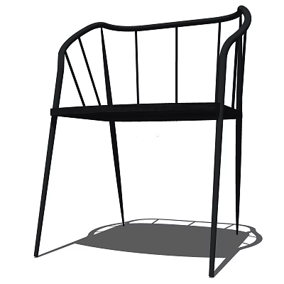 Modern Minimalist Armchair With Curved Arms And Slender Black Metal Legs 3d model