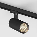 Black Cylindrical Track Spotlight With LED Warm Light For Modern Indoor Lighting