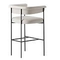 Modern Beige Fabric Bar Stool With Black Metal Frame And Minimalist Design