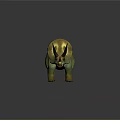 Detailed Triceratops 3D Model In Green And Yellow Color With Large Frill And Sharp Horns