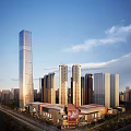 Modern Urban Skyline With Glass Facade High Rise Buildings And Commercial Developments