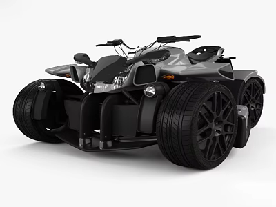 Sleek Modern Three Wheeled Motorcycle With Black Body And Large Alloy Wheels 3d model
