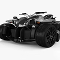 Sleek Modern Three Wheeled Motorcycle With Black Body And Large Alloy Wheels
