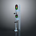 Outdoor Traffic Light Equipment With Ladder And Green Signal