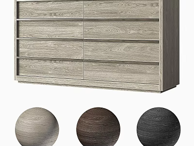 Modern Wood Grain Bedroom Dresser With Multiple Storage Drawers And Three Color Options 3d model