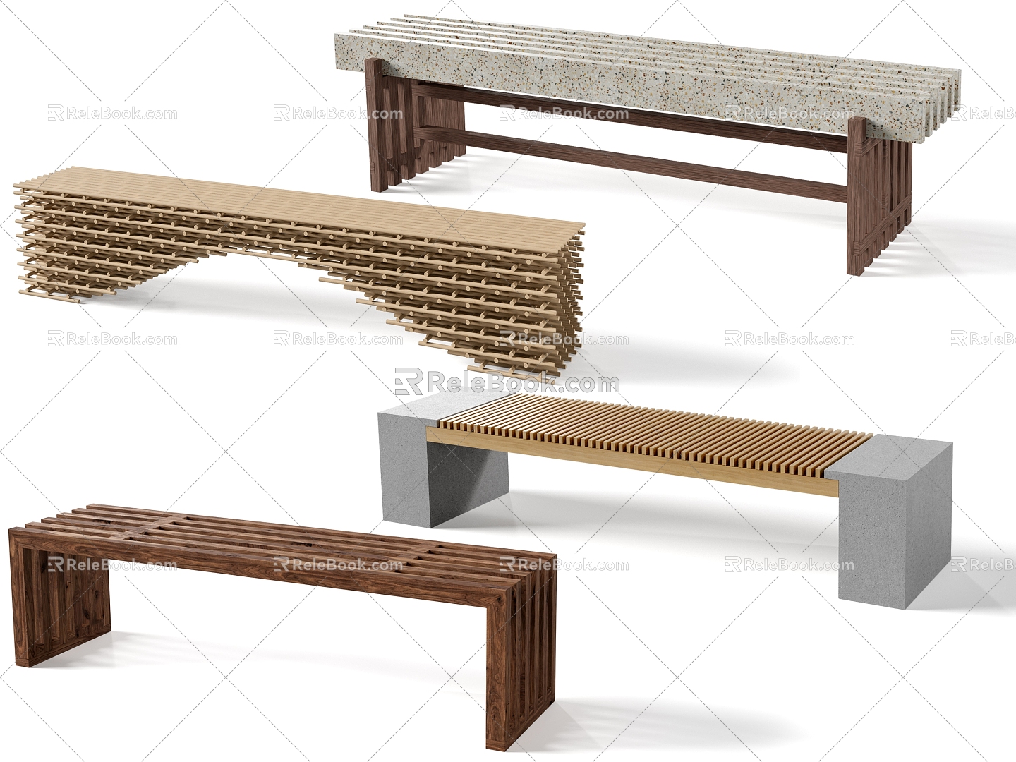 Outdoor Bench Combination Park Bench Chair Outdoor Bench 3d model