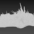 Spiky Rock Terrain With Gravel Surface And Irregular Crystalline Structures Against Dark Background