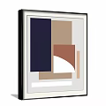 Geometric Abstract Artwork With Colorful Blocks Framed On Gray Wall Decor 3d model