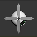 Futuristic Small Robot With Helicopter Propeller Green Eyes And Metal Legs