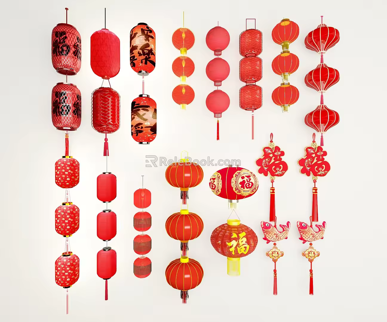 lantern red lantern decorative lantern 3d model