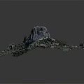 Detailed 3D Terrain Model Featuring Rocky Outcrops And Green Vegetation Coverage