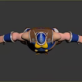 Chubby Viking Warrior With Horned Helmet Yellow Beard Blue Top And Blue White Striped Pants