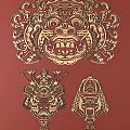 Japanese Metal Carving Japanese Patterns and Wind Patterns Traditional Carving 3d model