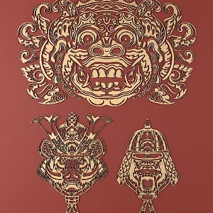 Japanese Metal Carving Japanese Patterns and Wind Patterns Traditional Carving 3d model