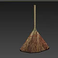 Natural Fiber Broom With Wooden Handle For Effective Household Cleaning