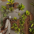 Vintage Wooden Recliner Chair Cozy Corner With Lush Green Indoor Plants And Warm Sunlight