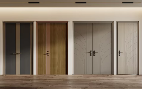 New Chinese-style door combination single-door double-door electronic door sliding door 3d model
