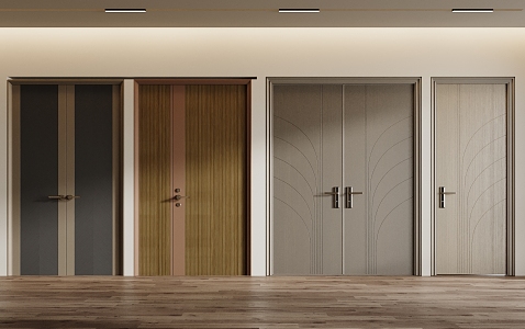 New Chinese-style door combination single-door double-door electronic door sliding door 3d model