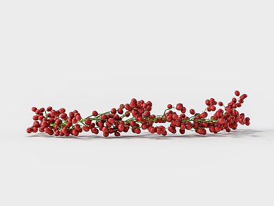 Bunch of Fresh Ripe Red Berries on Green Twigs Natural Food 3d model