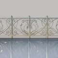 Modern Metal Swing Door With Ornate Scroll Design And Reflective Floor Surface