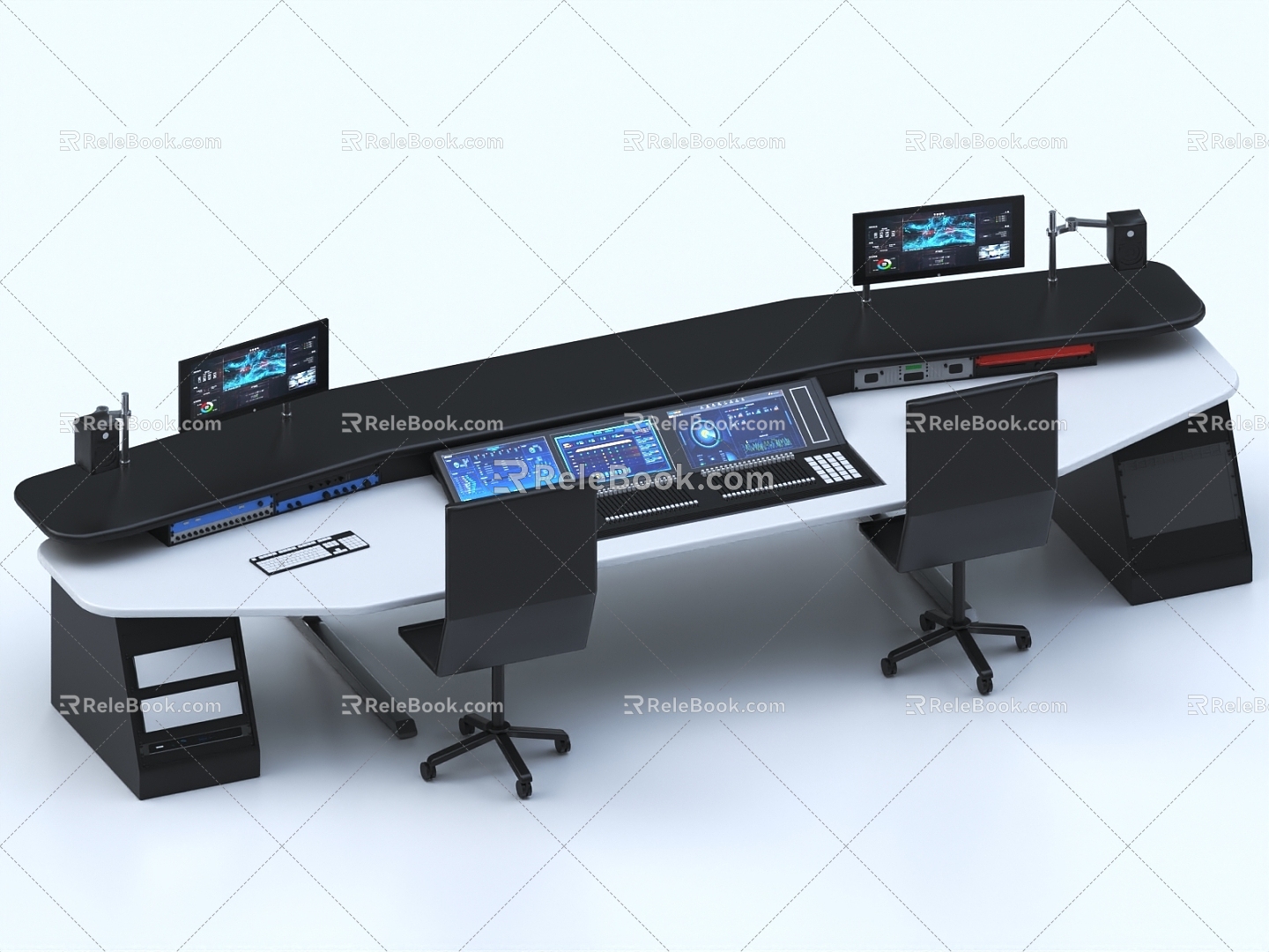 Monitoring room, console, monitoring console, control center, command desk, command center, monitoring and control 3d model