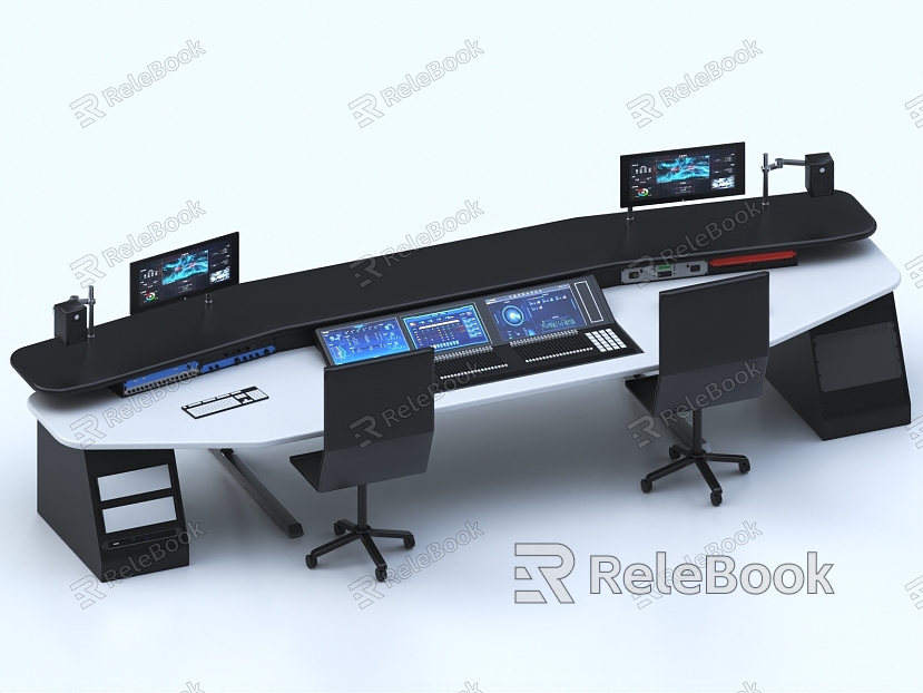 Monitoring room, console, monitoring console, control center, command desk, command center, monitoring and control model