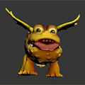 Cute Yellow Dragon Figurine With Red Body Big Eyes And Sticking Tongue
