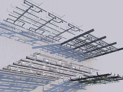 Modern Ceiling Suspension System With Metal Joists And Structural Framework 3d model
