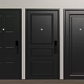 Black Security Doors With Various Panel Designs Door Handles And Locks 3d model