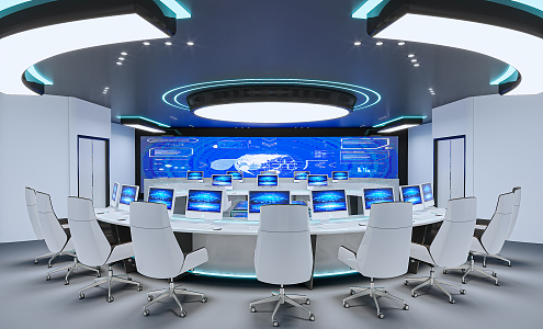 Modern Control Room Command Center 3d model