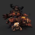 Game and Movie Characters Demonic Horned Monsters with Sharp Fangs and Bulging Eyes 3D Rendering 3d model
