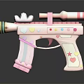 Pink Decorative Toy Gun With Cloud Shape Rainbow Stripes Hearts And Stars Scope