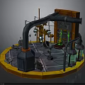 Plant Growth On Circular Platform With Mechanical Pipes And Laboratory Apparatus