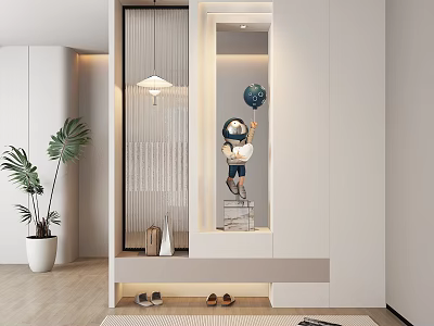 Cream Style Shoe Cabinet 3d model