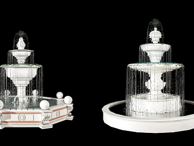 Garden Ornament White Tiered Fountain With Decorative Balls And Base Design 3d model