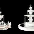Garden Ornament White Tiered Fountain With Decorative Balls And Base Design