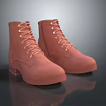Brown Leather Boots with Lace Up Design and Flat Sole Displayed on Gray Background