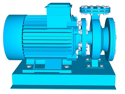 Industrial Electric Motor Pump With Blue Casing And Base Mount Structure 3d model