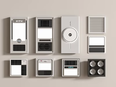 Various Modern Ventilation Control Panels With Different Shapes And Functional Designs 3d model