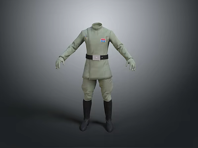 Gray Daily Wear Uniform With Belt Long Sleeves And Boots Design 3d model