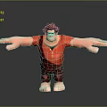 Muscular Cartoon Character In Red Outfit With Brown Hair And Outstretched Arms