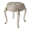 Classic Tufted Sofa Stool With Floral Pattern Upholstery And Carved White Legs 3d model